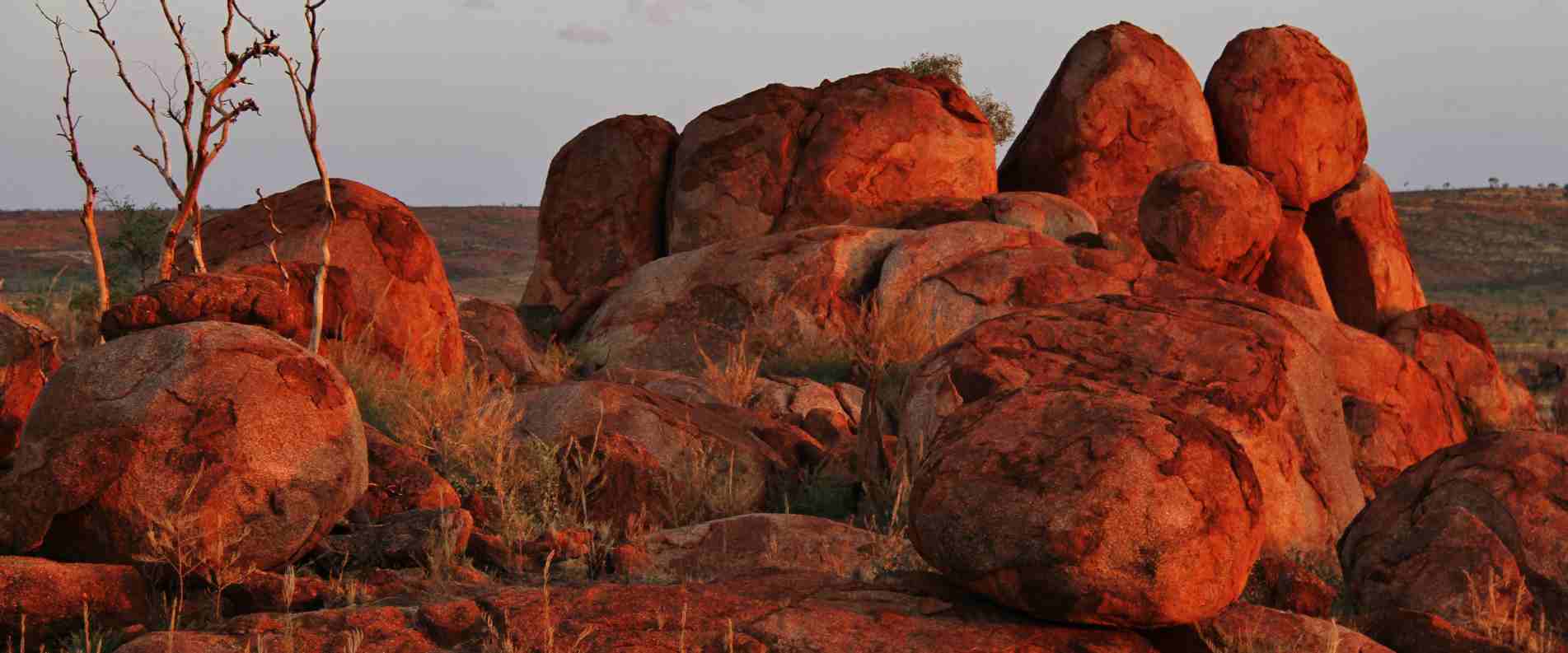 Kalu Kalu - The Devil's Marbles at sunset in the  Northern Territory